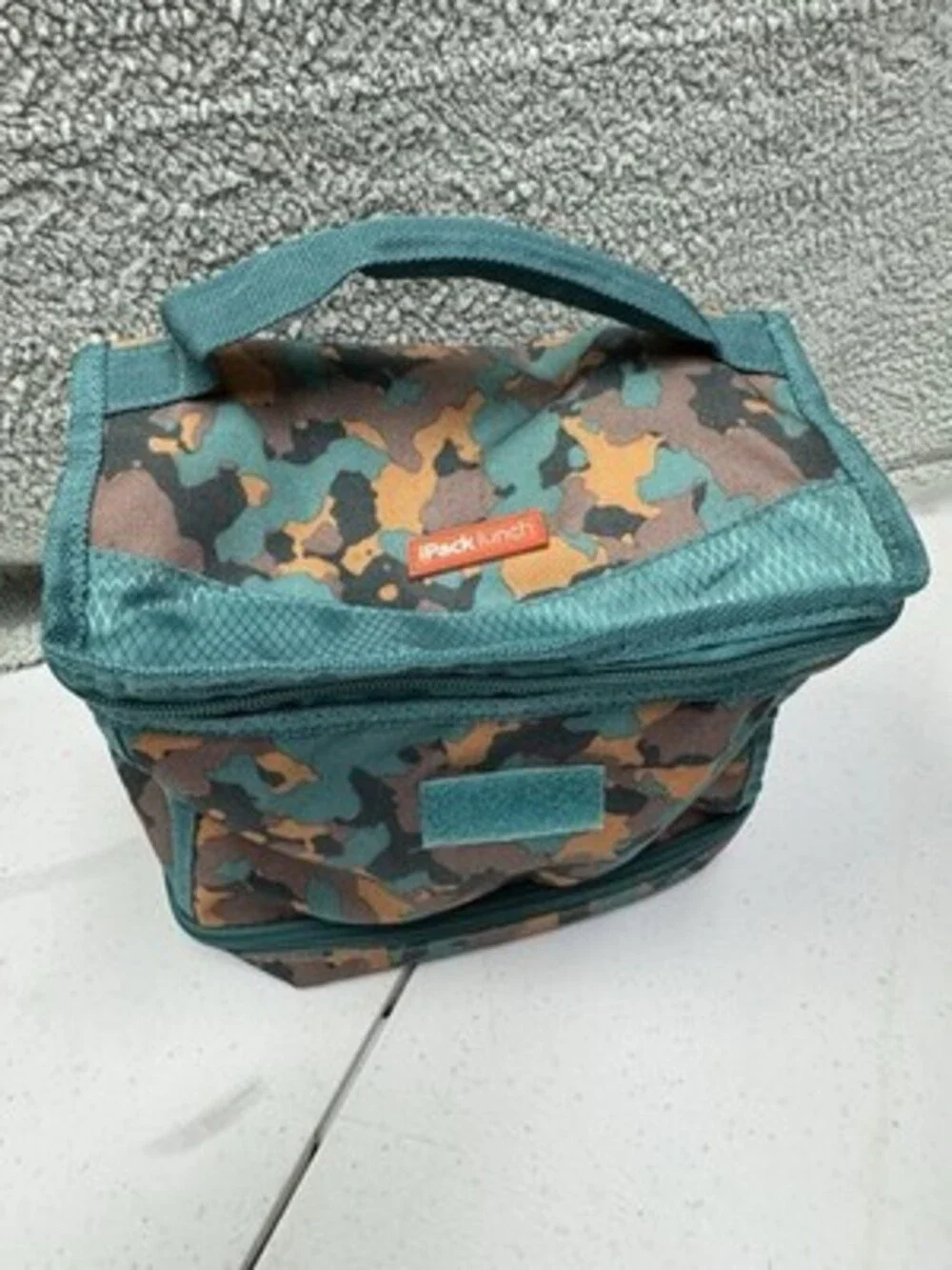 iPack lunch Insulated Camouflage Kids Lunch Bag Green Brown Orange